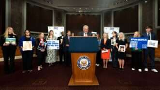 Chuck Schumer with kids online safety activists | @SenSchumer/X