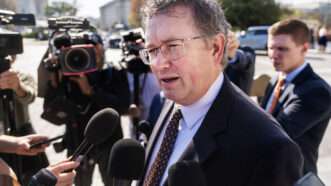 Congressman Thomas Massie speaks to press | Tom Williams/CQ Roll Call/Newscom