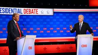 Former President Donald Trump and President Joe Biden at the first 2024 presidential debate in Atlanta on June 27 | CHINE NOUVELLE/SIPA/Newscom