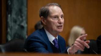 Sen. Ron Wyden (D–Ore.) speaks in a Senate committee hearing. | Craid Hudson/Sipa USA/Newscom