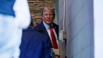 Trump backstage at event | Andrew Roth/Sipa USA/Newscom