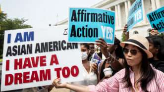 People are seen protesting and celebrating the affirmative action ruling outside the U.S. Supreme Court | Allison Bailey/ZUMAPRESS/Newscom